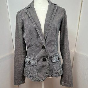 Eddie Bauer Pinstripe‎ Fitted Denim Jean Jacket Size S